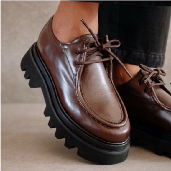 ALOHAS Tycoon Leather Chunky Loafers Brown Free People Brown Sz EU41/US 10-10.5 - Picture 1 of 12